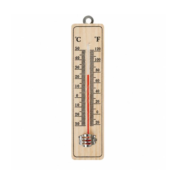 Wooden Hanging Room Thermometer with Celsius and Fahrenheit scales for indoor temperature measurement